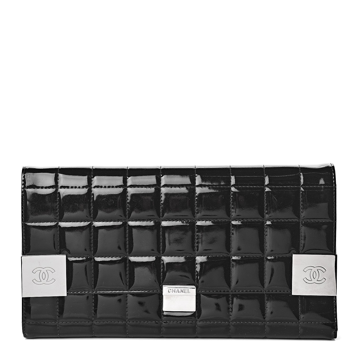 Chanel Patent Chocolate Bar Clutch Black 1 of 13