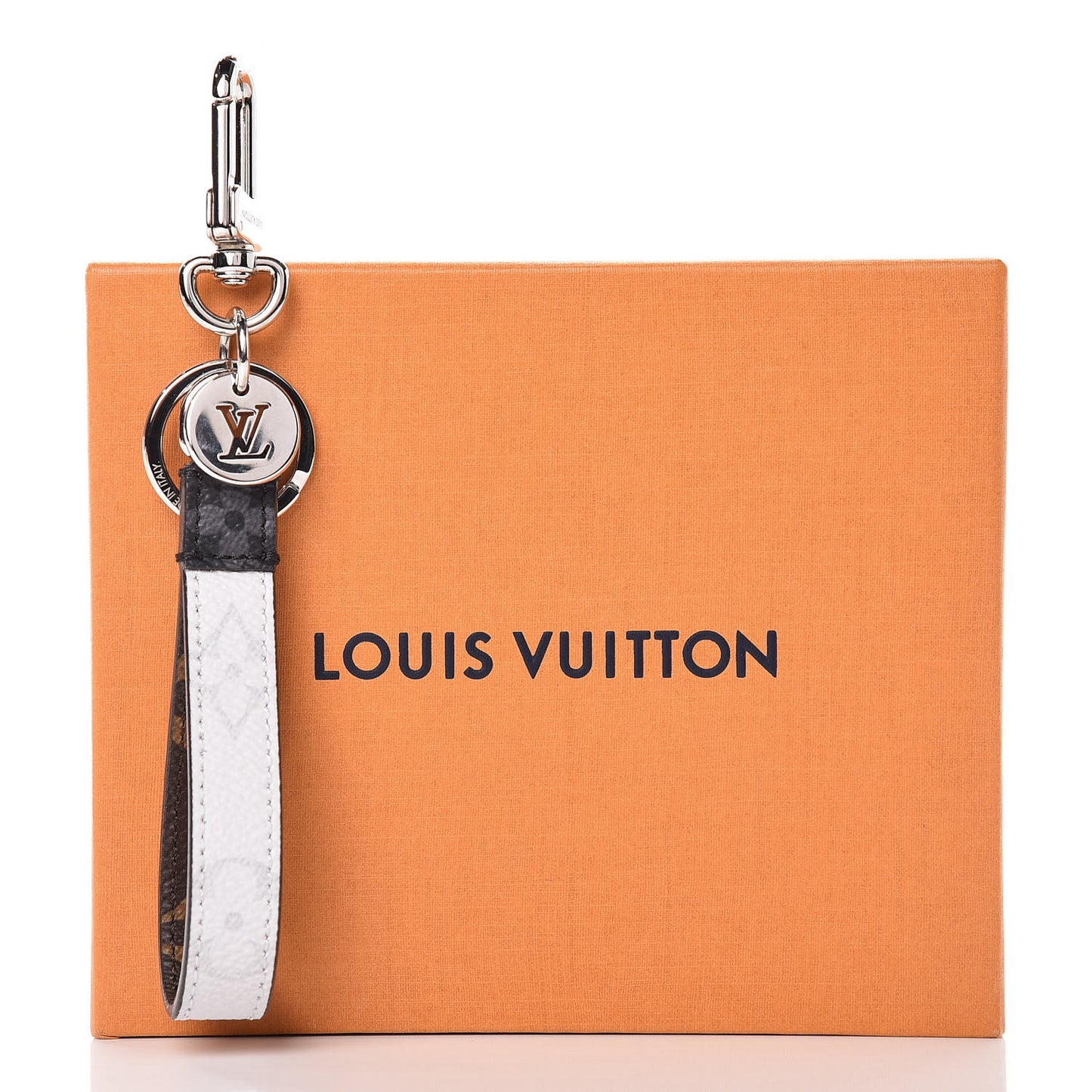 Monogram Eclipse White Slim Dragonne Bag Charm Key Holder
