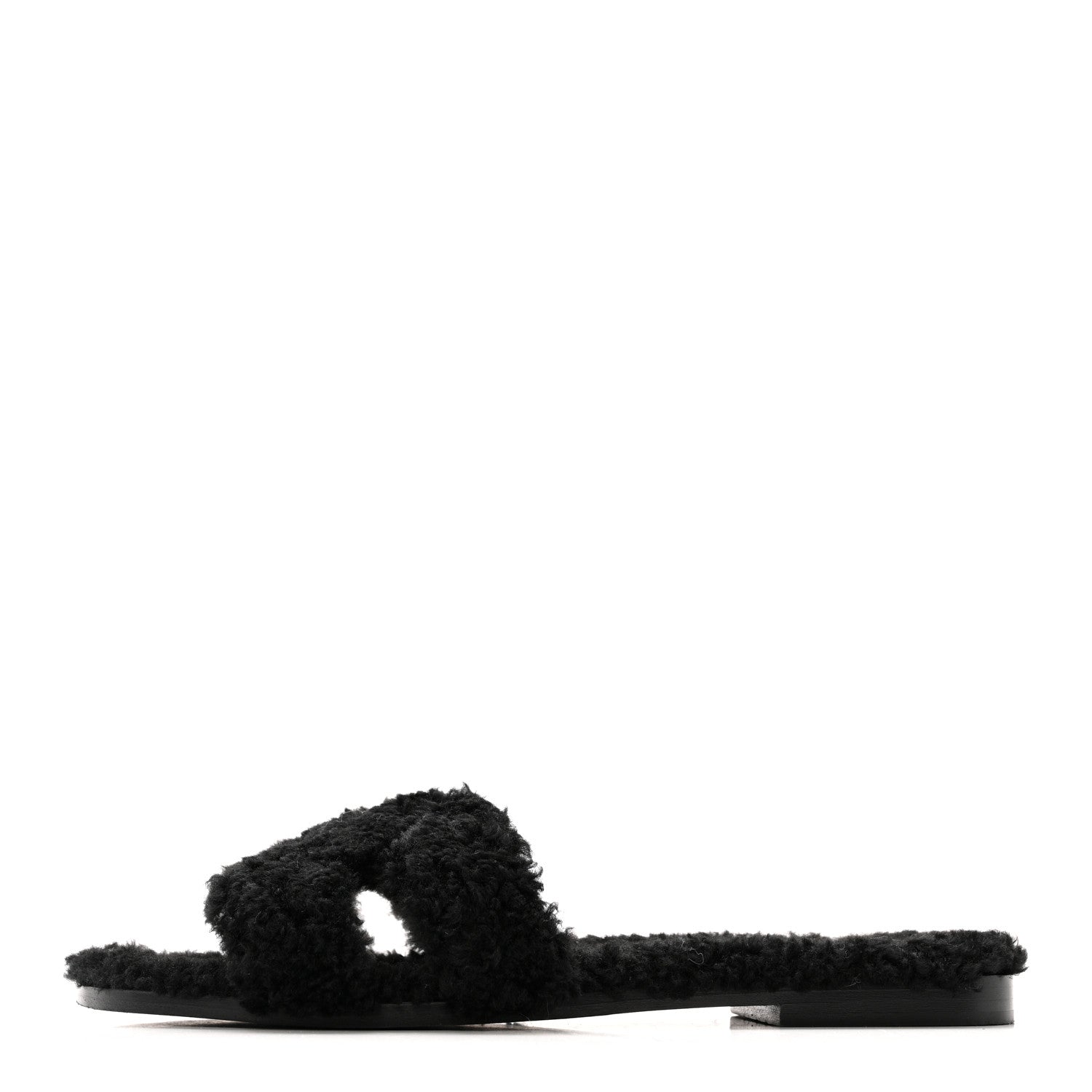 Hermes Woolskin Oran Sandals 38 Black 1 of 10