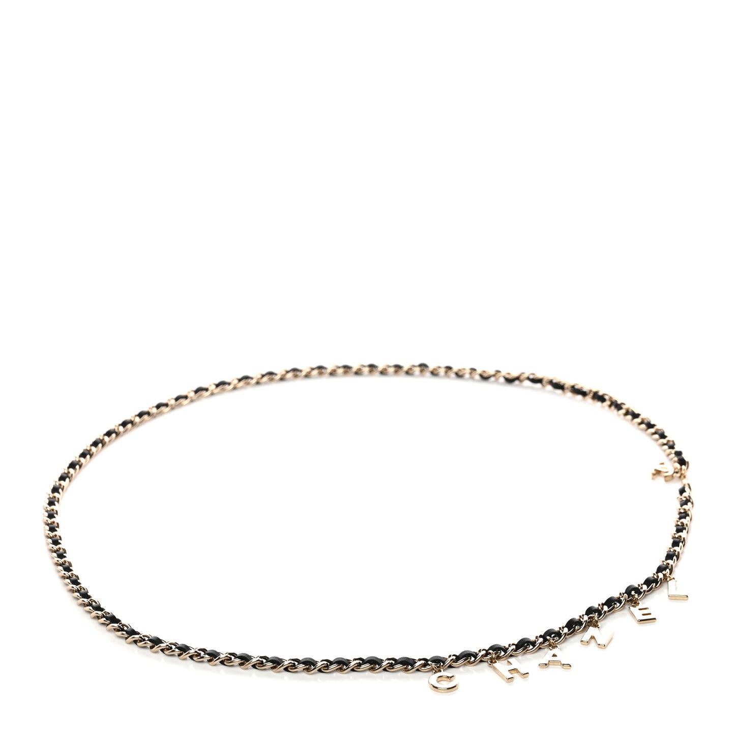 Lambskin Metal CC Chain Logo Belt Gold