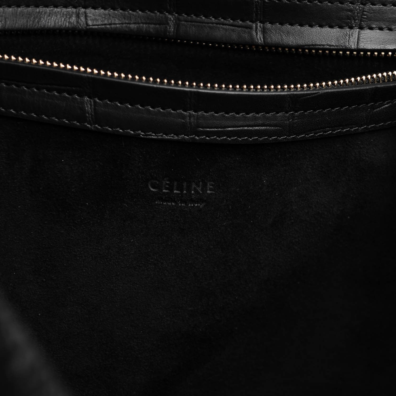 Celine Crocodile Embossed Calfskin Luggage Phantom Luggage Black 6 of 10