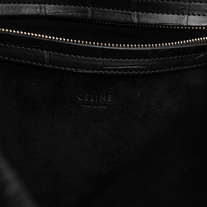 Celine Crocodile Embossed Calfskin Luggage Phantom Luggage Black 6 of 10