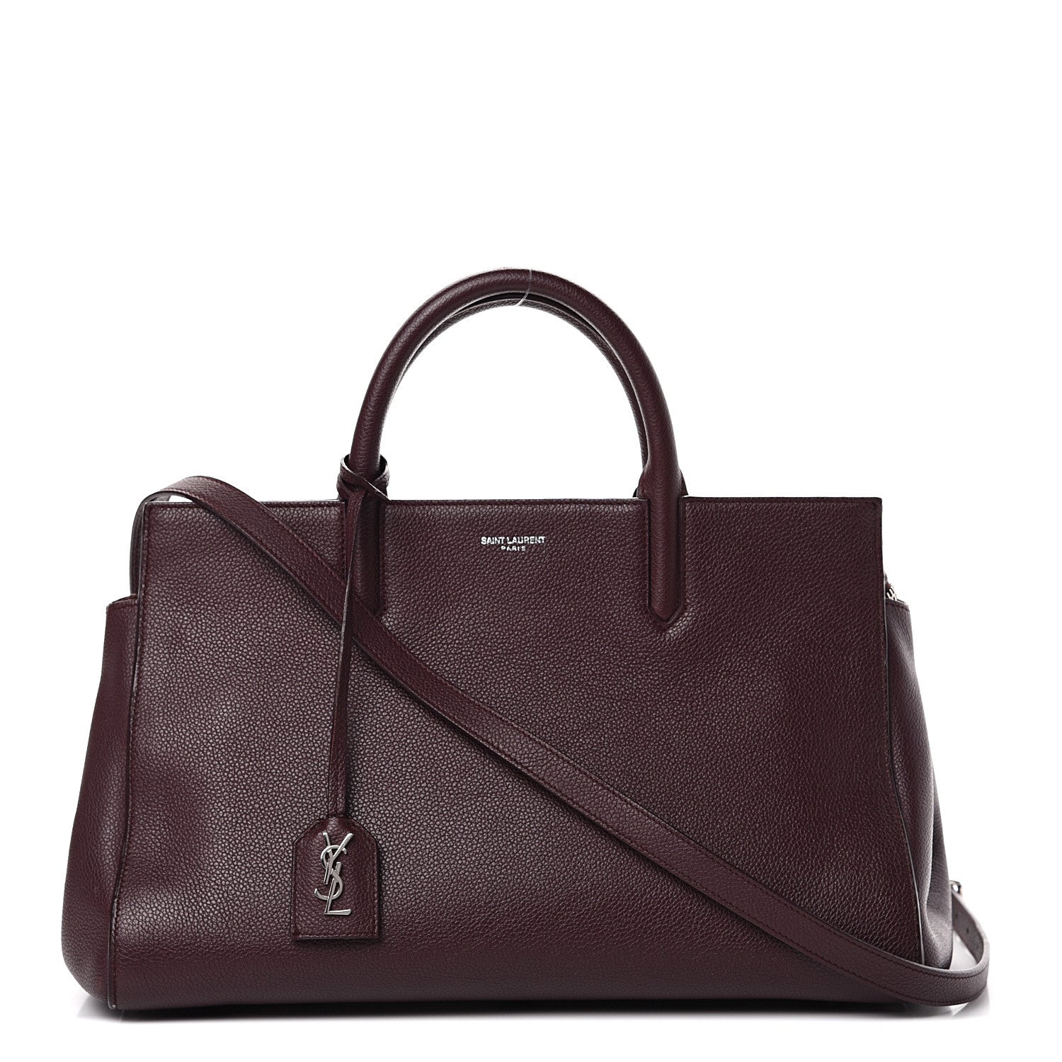 Saint Laurent Grained Calfskin Small Cabas Rive Gauche Amaranto 1 of 18