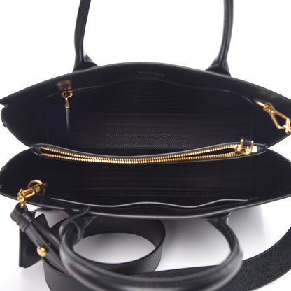 Prada Saffiano City Calfskin Large Bibliothèque Top Handle Black Fuoco 6 of 10