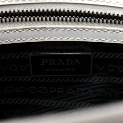 Prada Spazzolato Small Galleria Double Zip Tote White Black 6 of 10