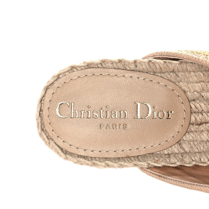 Christian Dior Canvas Embroidered Granville Espadrille Crisscross Flat Slide Sandals 36 Gold 7 of 9
