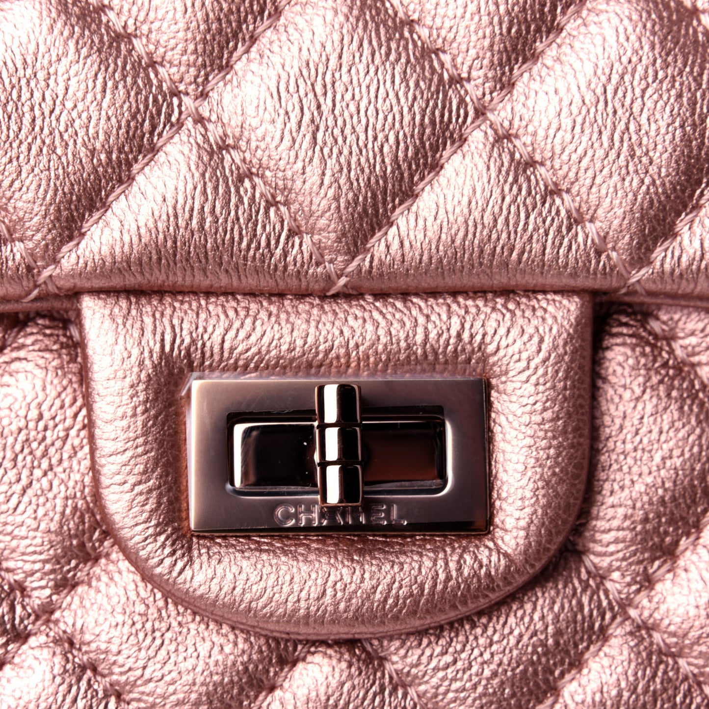 Metallic Grained Calfskin Quilted 2.55 Reissue Mini Flap Copper Pink