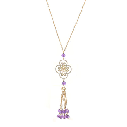 Tiffany 18K Yellow Gold Diamond Amethyst Paloma Picasso Goldoni Tassel Pendant Necklace 1 of 5
