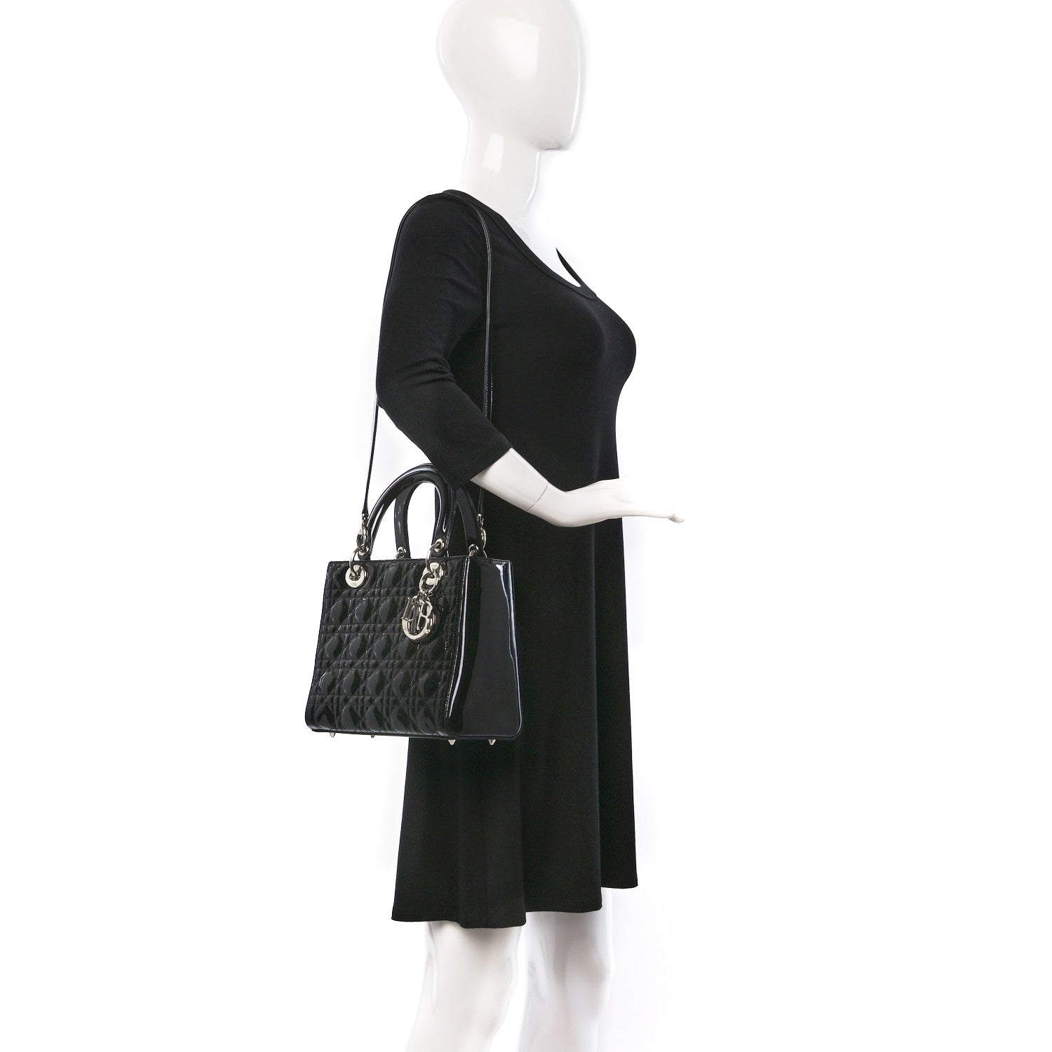 Christian Dior Patent Cannage Medium Lady Dior Black 2 of 9
