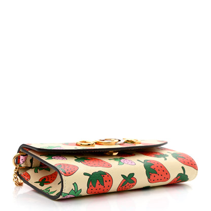 Gucci Calfskin Strawberry Print Mini Zumi Shoulder Bag Ivory Red 4 of 10