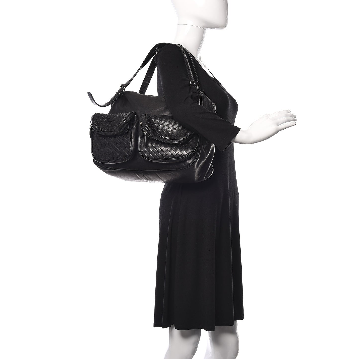 Nappa Intrecciato Multipocket Shoulder Bag Black