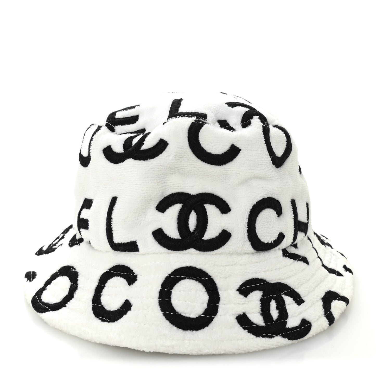 Terry Cloth Bucket Hat M White Black