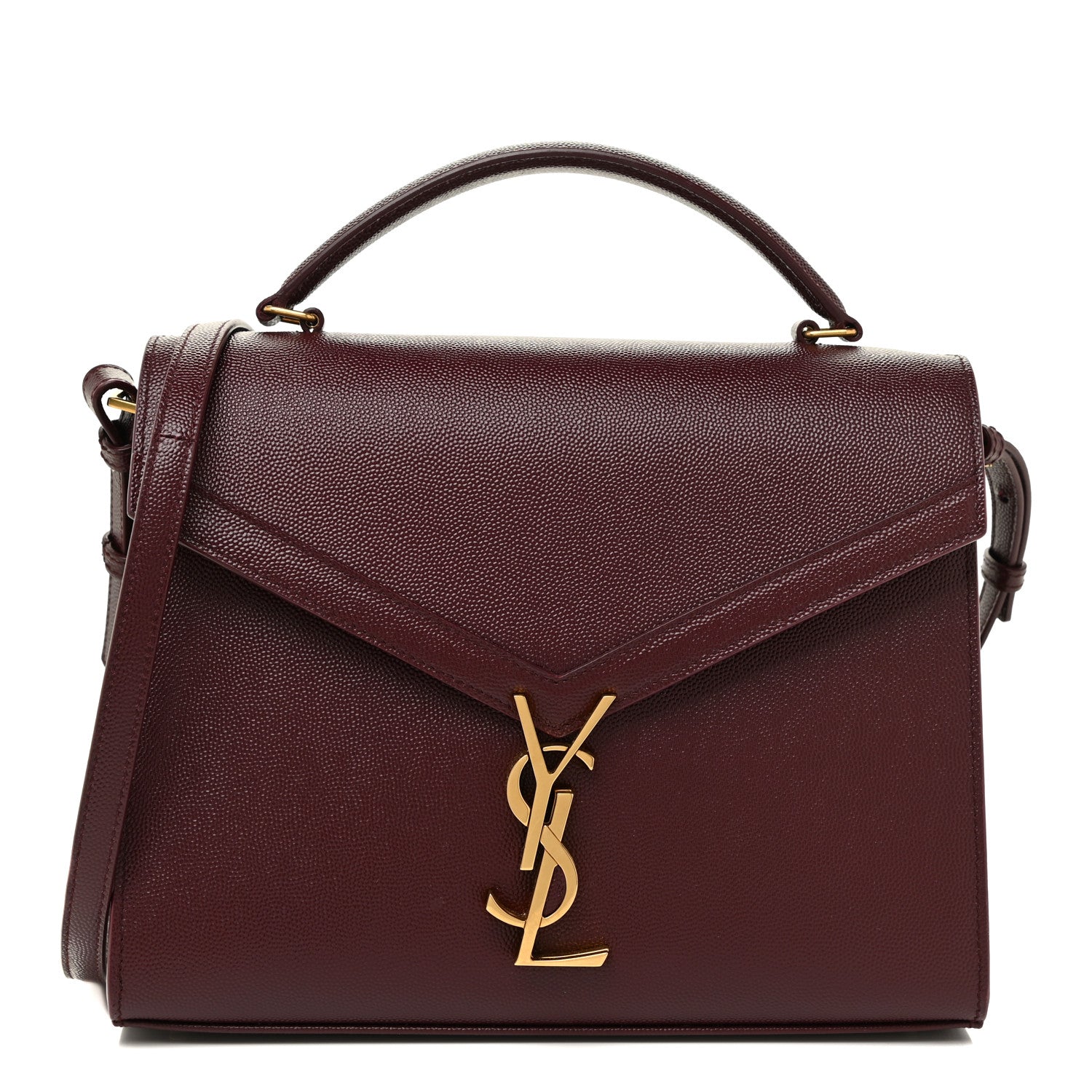 Saint Laurent Grain de Poudre Medium Classic Monogram Cassandra Top Handle Rouge Legion 1 of 19