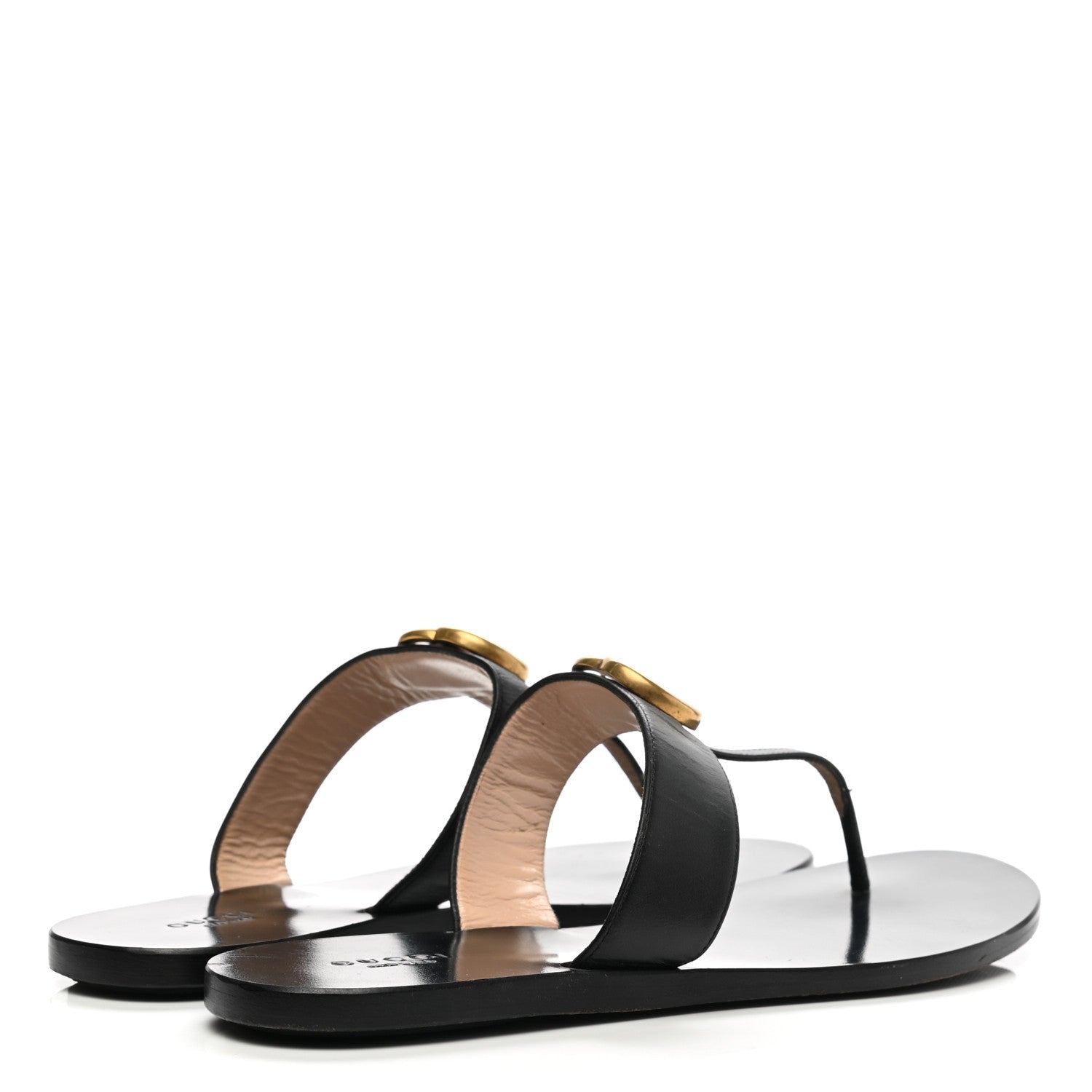 Gucci Calfskin GG Marmont Thong Sandals 40 Black 4 of 17