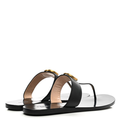 Gucci Calfskin GG Marmont Thong Sandals 40 Black 4 of 17