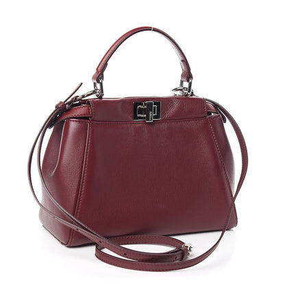 Fendi Nappa Mini Peekaboo Iconic Satchel Bordeaux 3 of 15