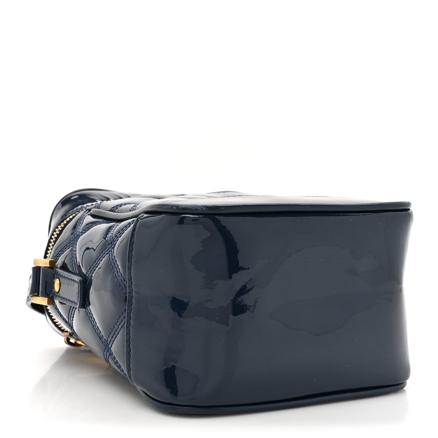 Patent Quilted 80's Vanity Bag Blue