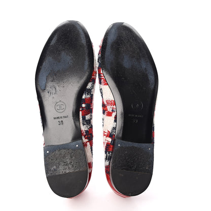 Chanel Tweed Crinkled Patent Cap Toe Ballerina Flats 39 Red 7 of 10