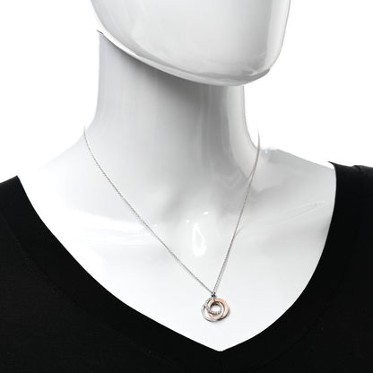 Tiffany 18K White Rose Gold Diamond 1837 Triple Interlocking Circles Pendant Necklace 2 of 4