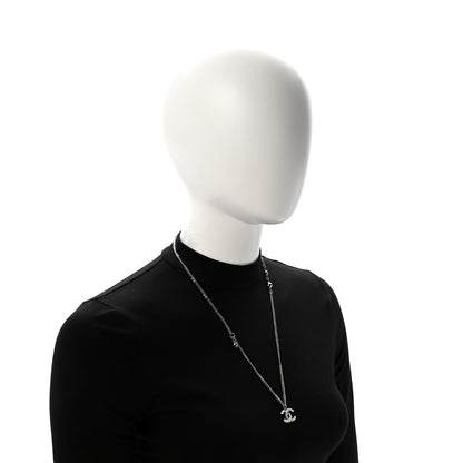 Chanel Crystal Pearl CC Multi Strand Pendant Necklace Silver 2 of 6