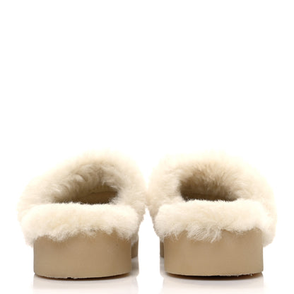 Chanel Suede Shearling CC Cap Toe Mules 41 Beige Black 6 of 10