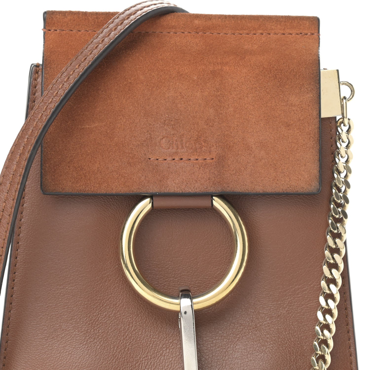 Chloe Suede Calfskin Mini Faye Bracelet Bag Tobacco 8 of 15