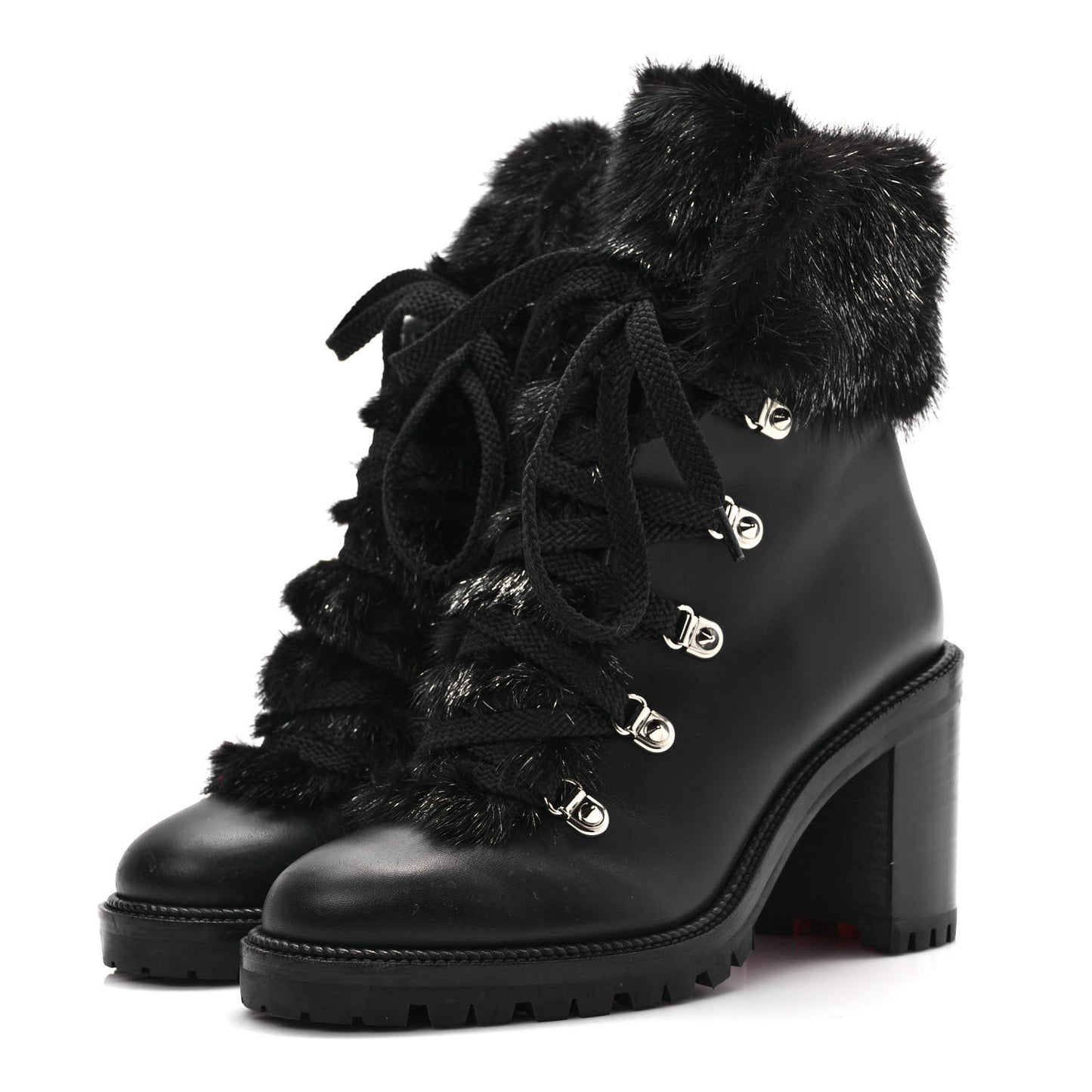 Nappa Fox Fur Fanny 70 Ankle Boots 37 Black