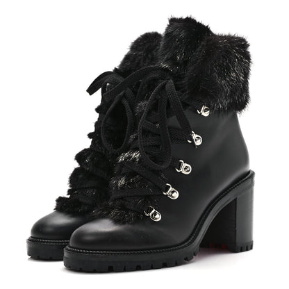 Christian Louboutin Nappa Fox Fur Fanny 70 Ankle Boots 37 Black 3 of 9