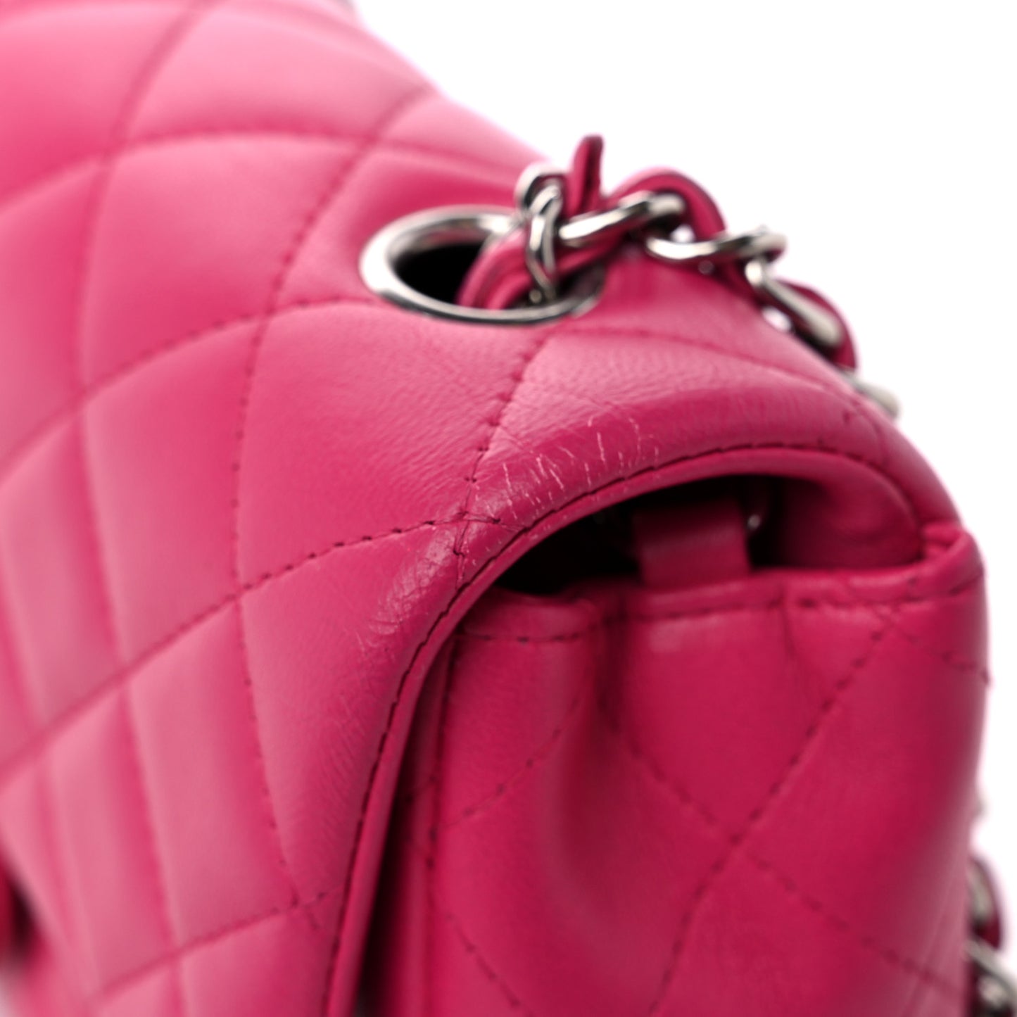Lambskin Quilted Mini Rectangular Flap Fuchsia