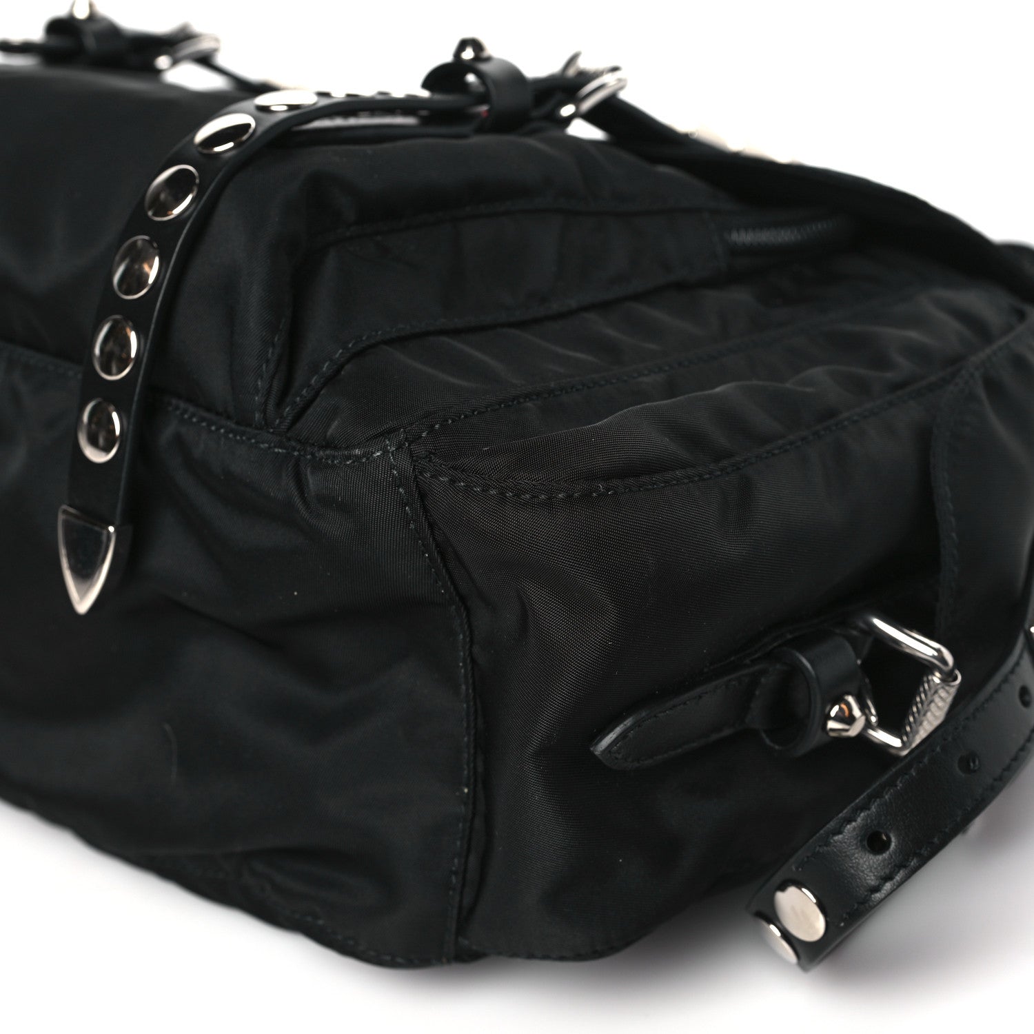 Prada Nylon New Vela Studded Messenger Bag Black 9 of 9