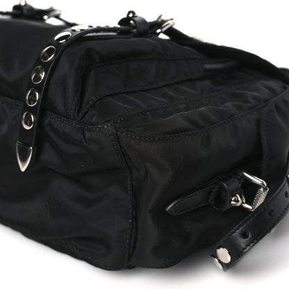 Prada Nylon New Vela Studded Messenger Bag Black 9 of 9