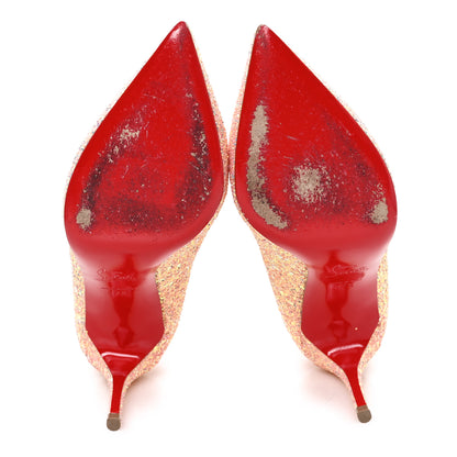 Christian Louboutin Patent Glitter Iriza 100 Pumps 37.5 Peach 6 of 9
