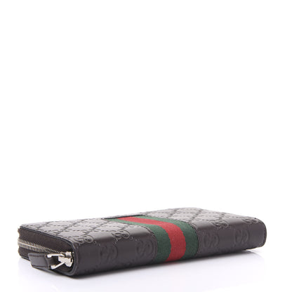 Gucci Guccissima Web Zip Around Wallet Dark Brown 3 of 9