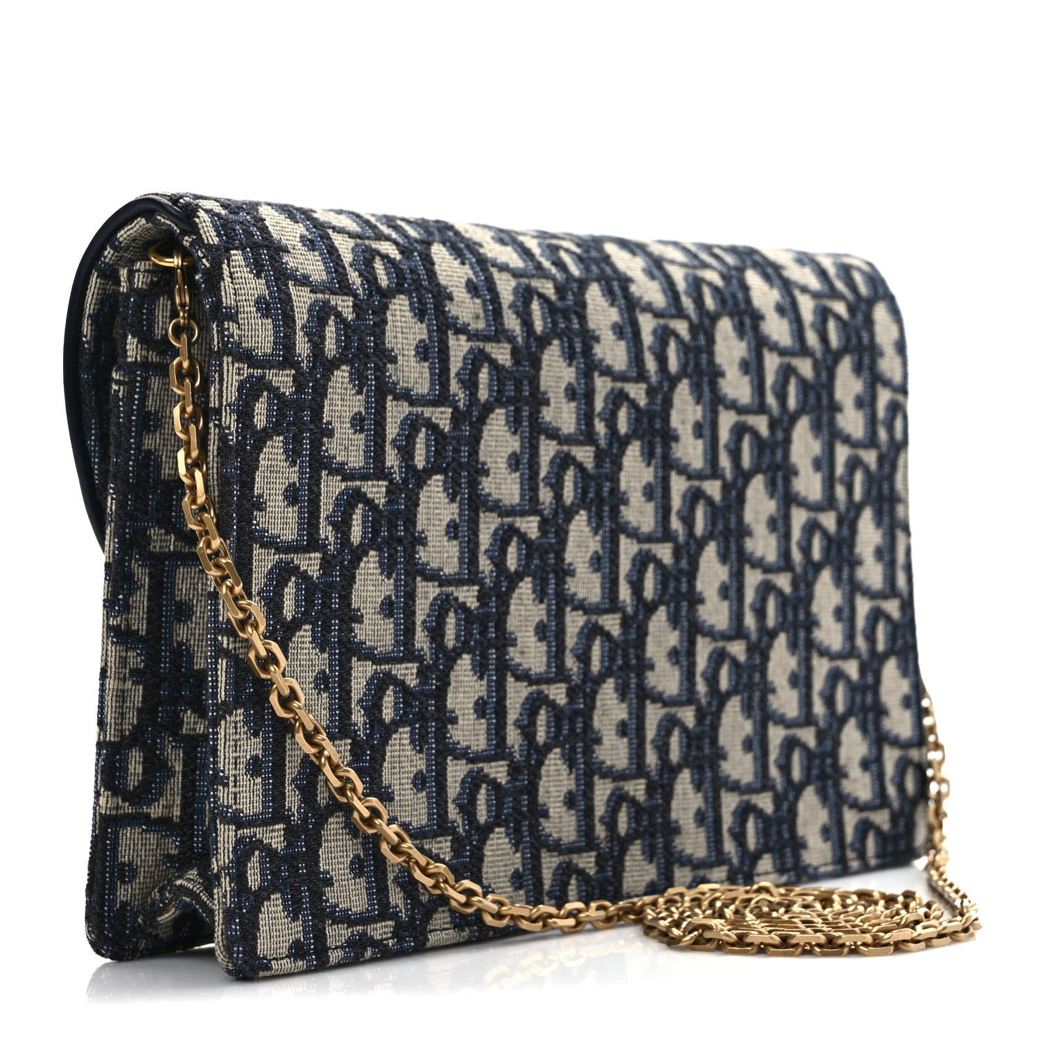 Christian Dior Oblique Saddle Chain Pouch Blue 3 of 8