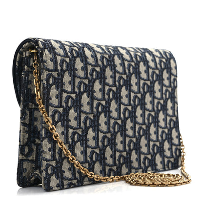 Christian Dior Oblique Saddle Chain Pouch Blue 3 of 8