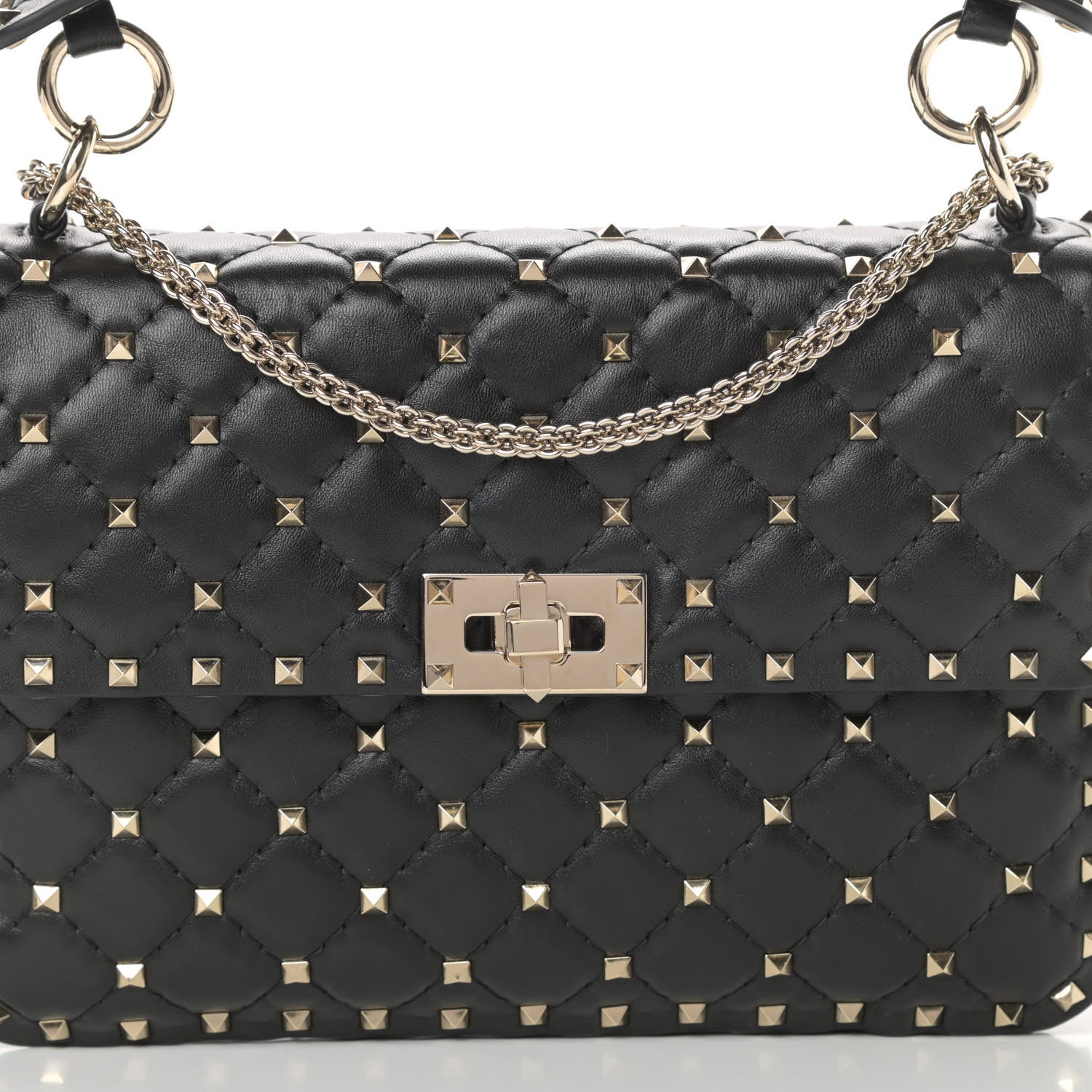 Valentino Garavani Lambskin Medium Rockstud Spike Shoulder Bag Black 7 of 11