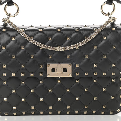 Valentino Garavani Lambskin Medium Rockstud Spike Shoulder Bag Black 7 of 11