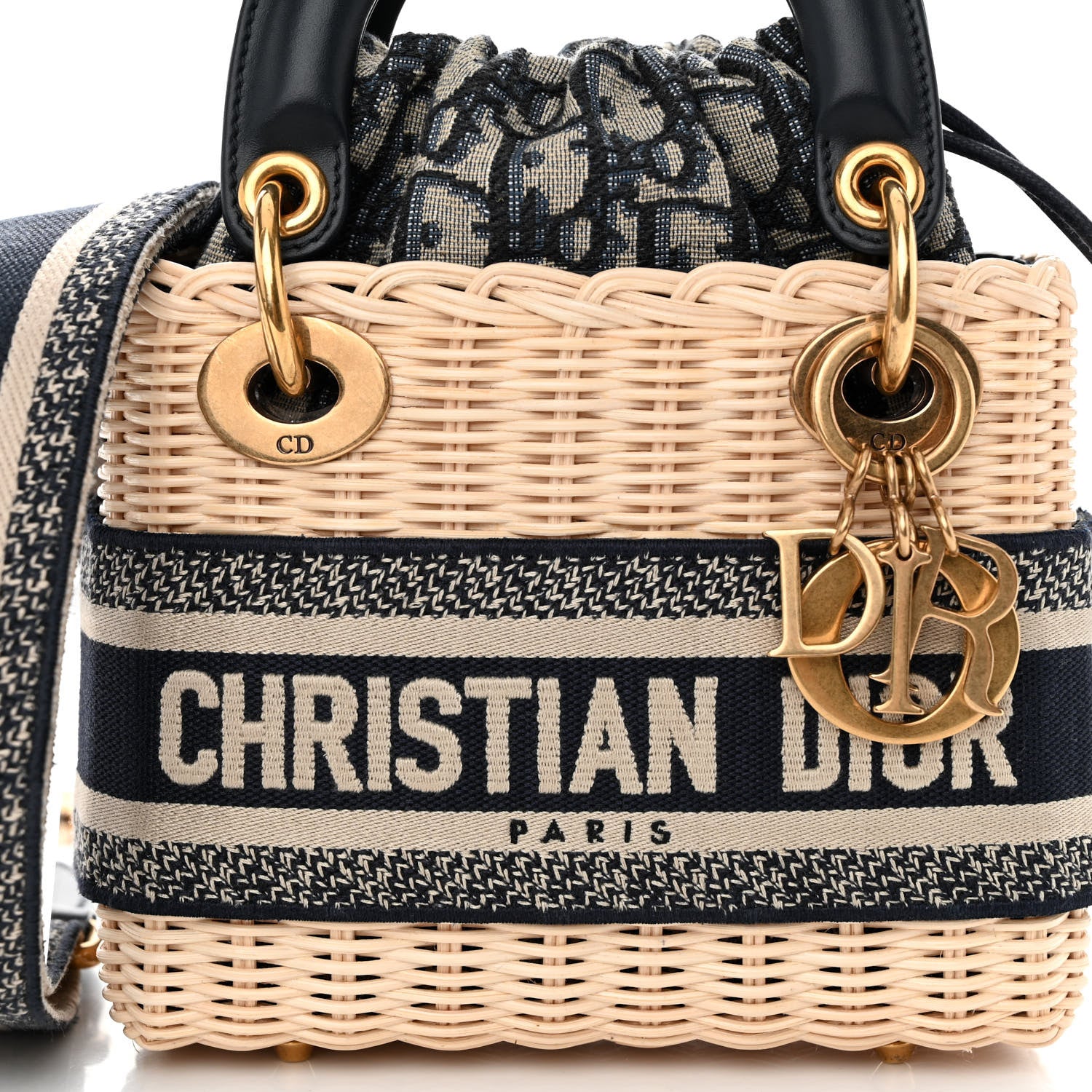 Christian Dior Wicker Oblique Mini Lady Dior Bag Blue 7 of 9