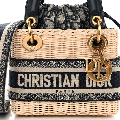 Christian Dior Wicker Oblique Mini Lady Dior Bag Blue 7 of 9