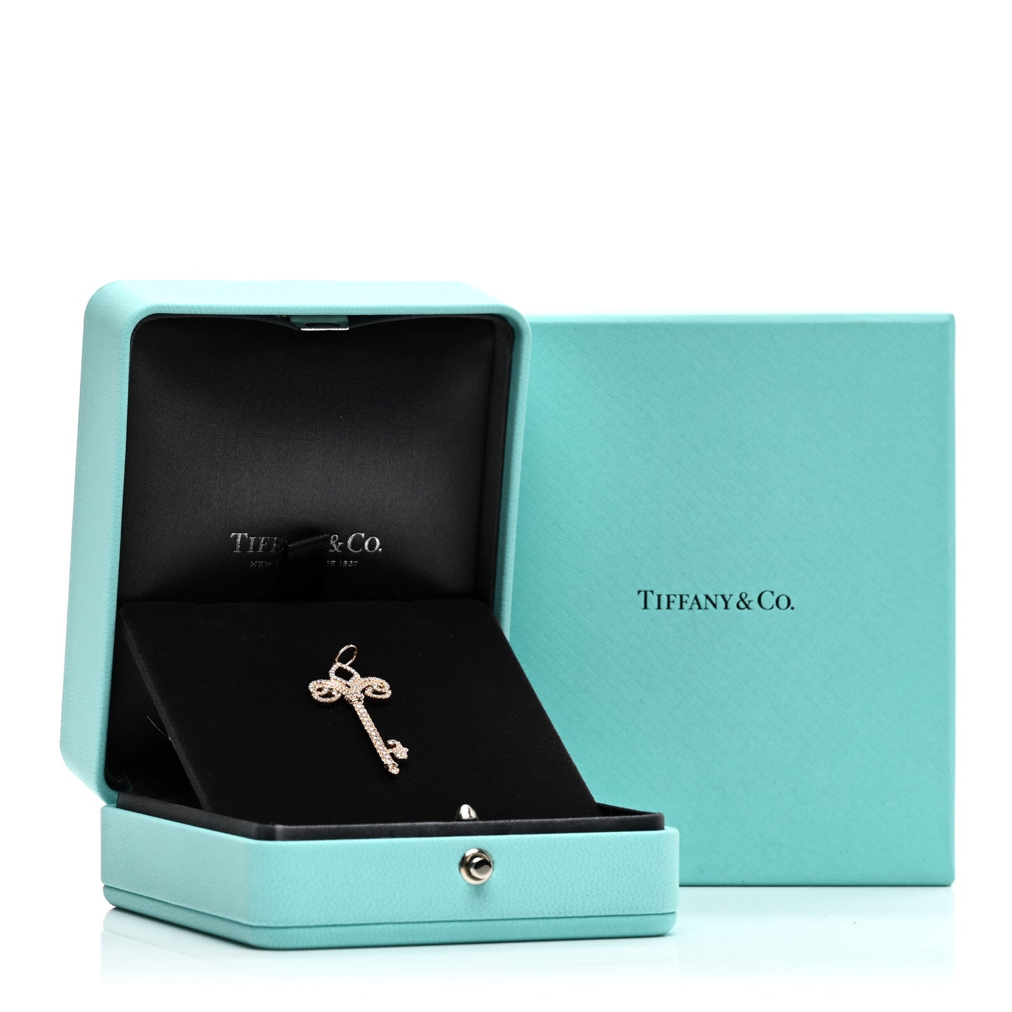 18K Rose Gold Diamond .37ct Fleur De Lis Key Pendant