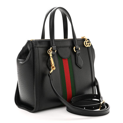 Gucci Textured Calfskin Web Small Ophidia Tote Bag Black 3 of 11