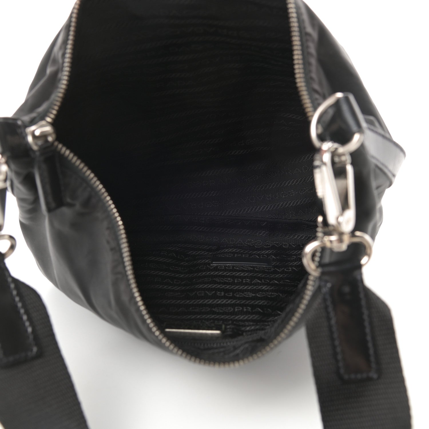 Prada Tessuto Nylon Vitello Hobo Black 5 of 12