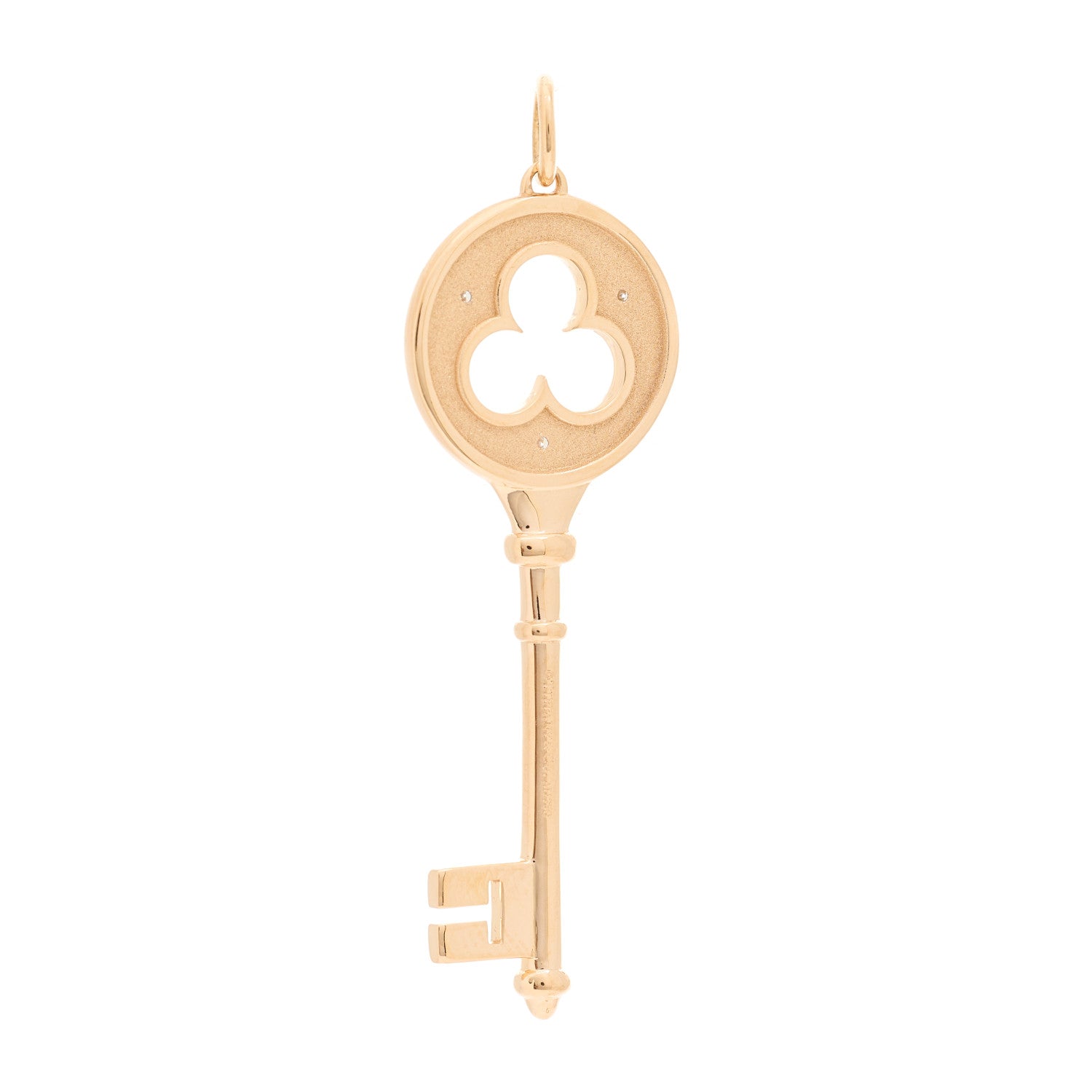 Tiffany 18K Rose Gold Diamond Clover Key Pendant 3 of 3