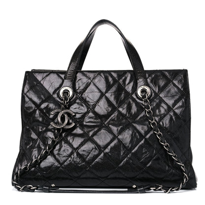 Chanel Crumpled Grained Calfskin Quilted CC Crave Tote Black 1 of 26
