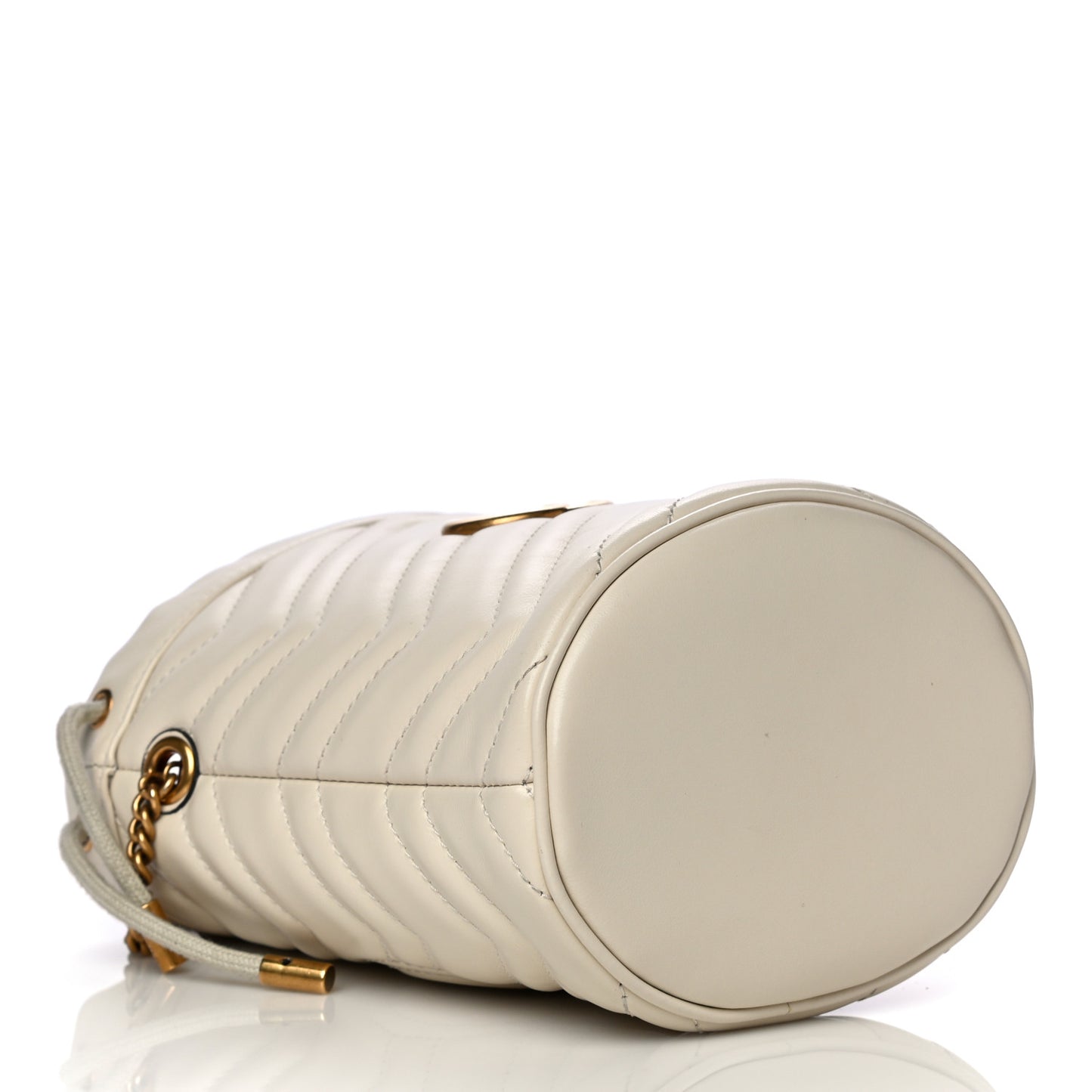Calfskin Matelasse Mini GG Marmont 2.0 Bucket Bag White
