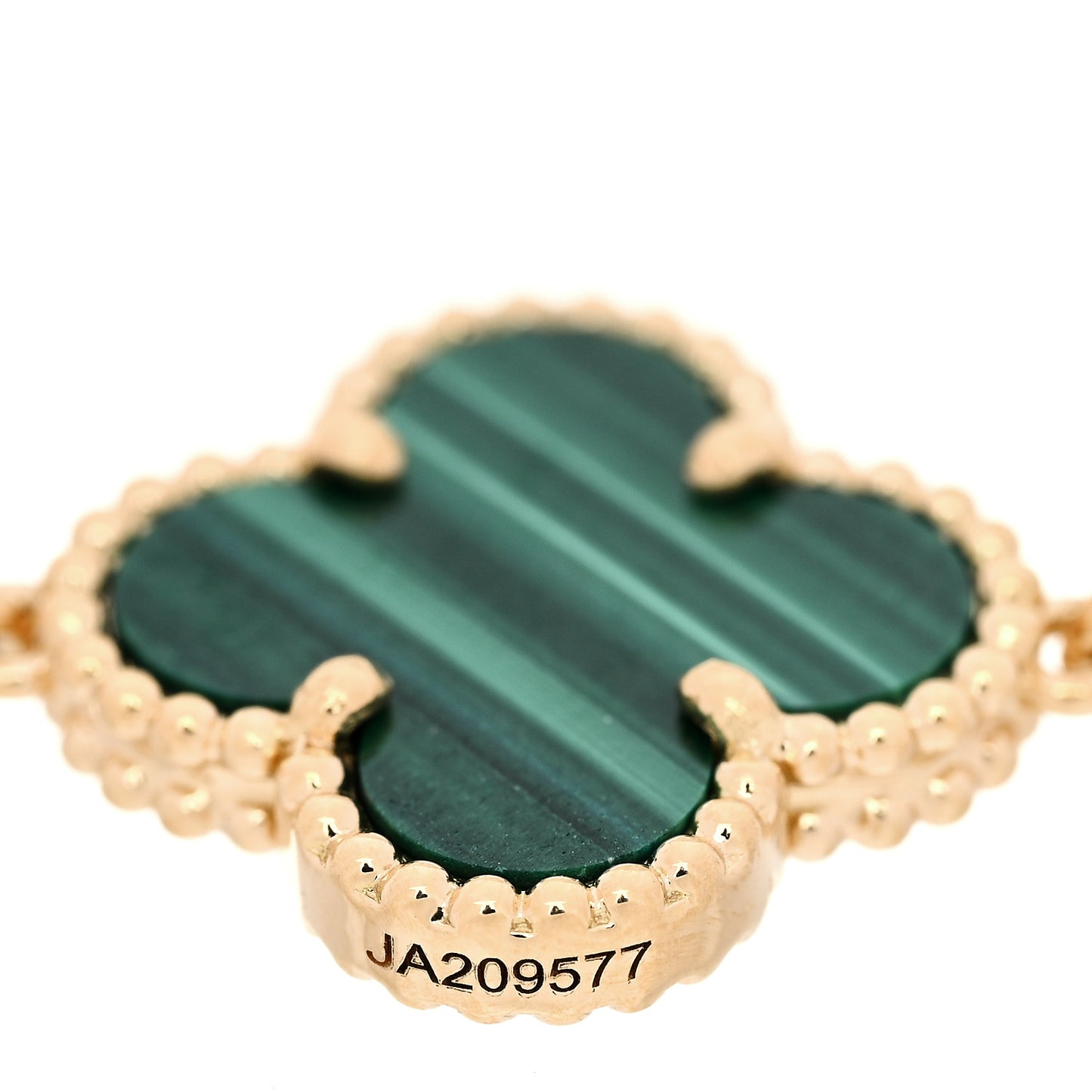 18K Yellow Gold Malachite 5 Motifs Vintage Alhambra Bracelet