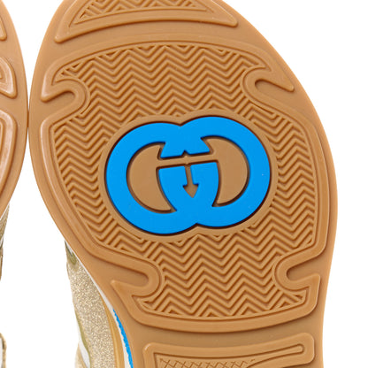 Gucci Metallic Calfskin Glitter Mesh Womens Ultrapace Sneakers 36 Gold 7 of 9