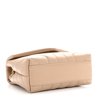 Saint Laurent Calfskin Y Quilted Monogram Toy Loulou Crossbody Bag Dark Beige 4 of 11