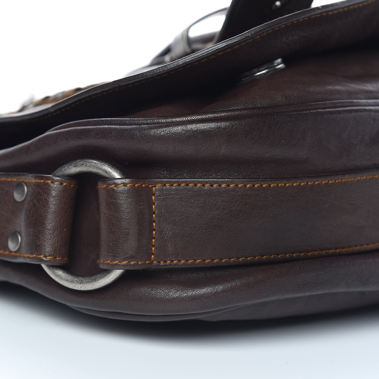 Christian Dior Calfskin Gaucho Double Saddle Bag Brown 9 of 11