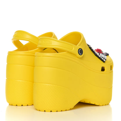 Balenciaga X CROCS Rubber Textured Womens Platform Sandals 37 Jaune Soleil 4 of 8